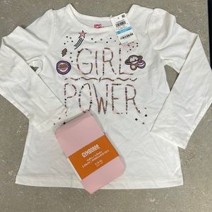 NWT BUNDLE OF ONE LONG SLEEVE TOP AND ONE PAIR OF TIGHTS FOR GIRLS SIZE 5